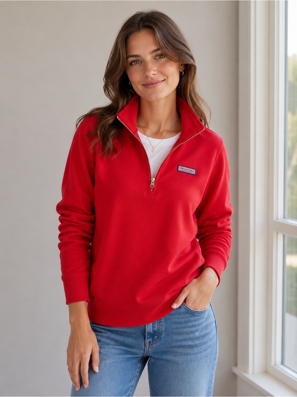 Red Vineyard Vines Quarter-Zip Pullover